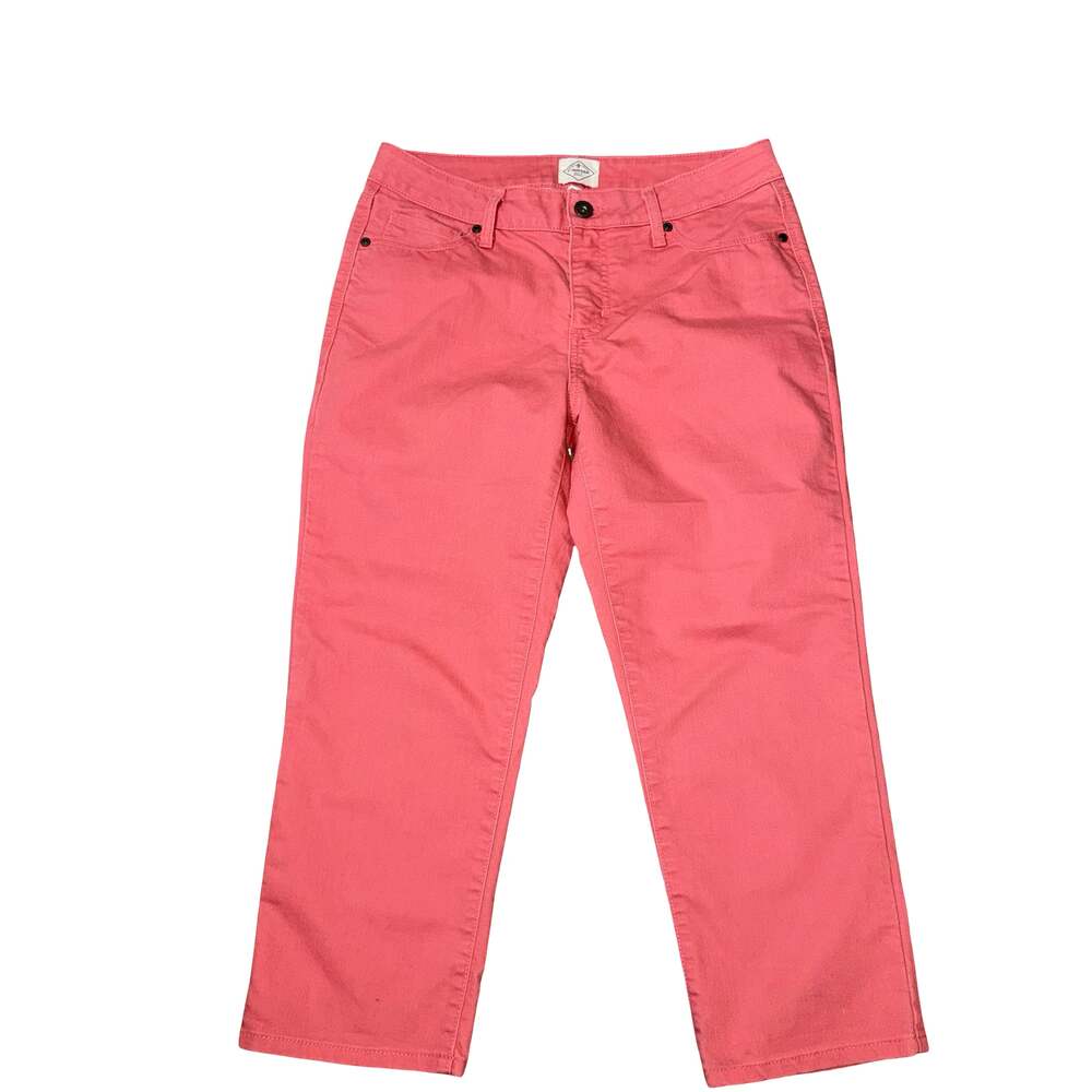 St Johns Bay Capri Jeans Womens Size 10 Pink Denim Cropped Cotton - Picture 2 of 5